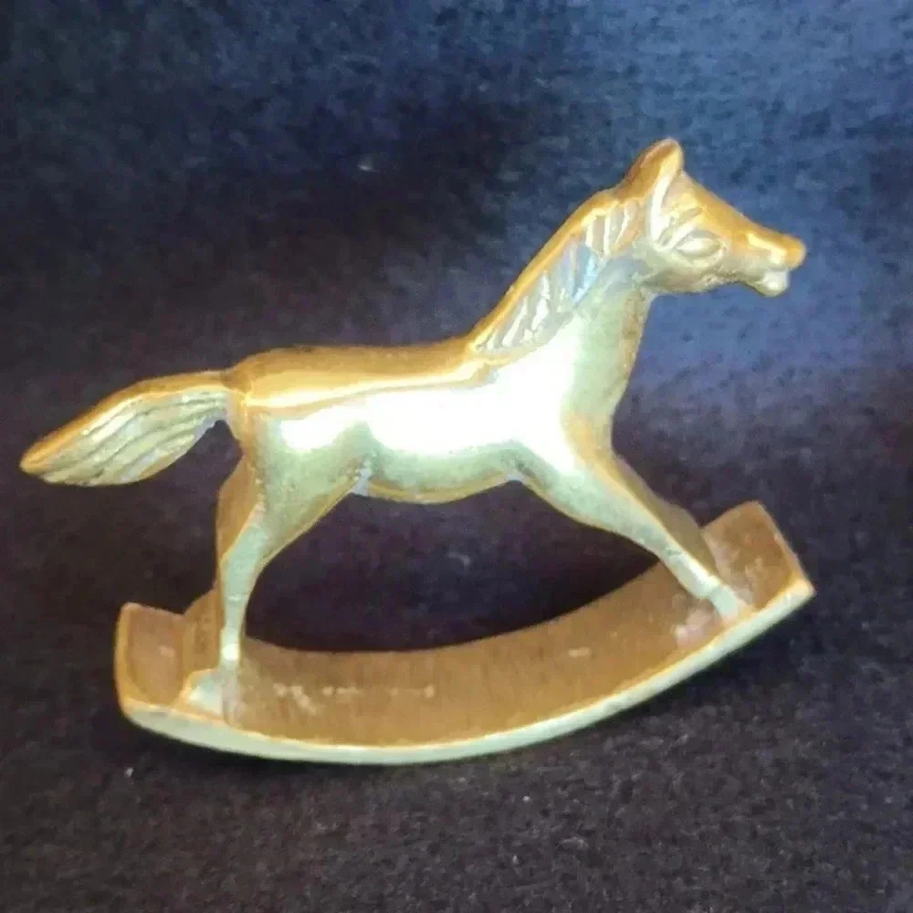 Vintage Solid Brass Rocking Horses- Set of 2 - Picture 2 of 4